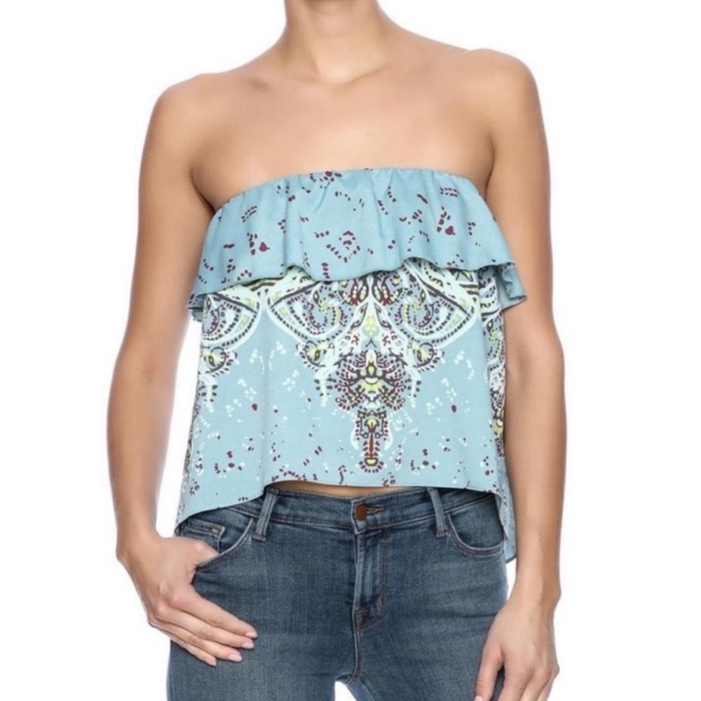 Women’s Free People Intimately Blue Strapless Flowy Top XS